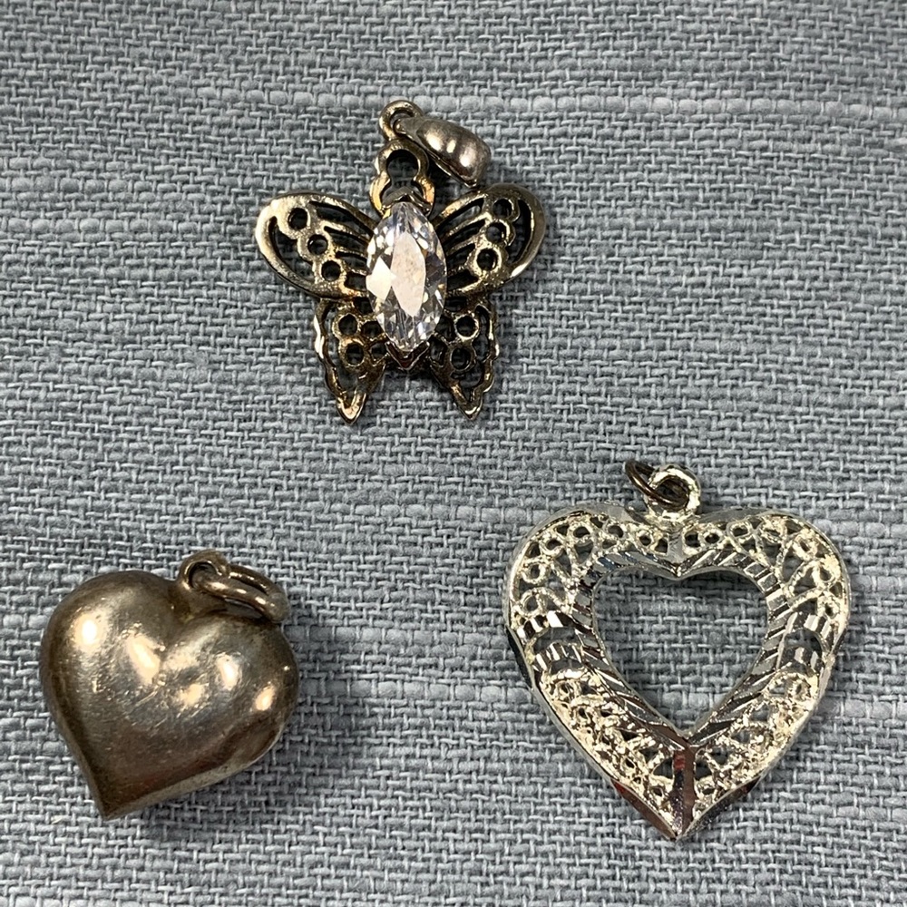 Set of three charms for necklace or bracelet